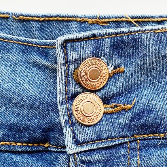 Forever 21 Womens Up Lyfter Denim Shorts 26 Cuffed Medium Wash Slimming Lifting - Picture 7 of 11